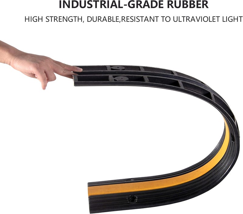 F COME 4 Pack Rubber Cable Ramp Hose Cable Protector Ramp 1 Channel 11000Lbs Load Capacity Traffic Speed Bump Wires Power Lines Extension Cord Cover for Indoor Outdoor - Image 4