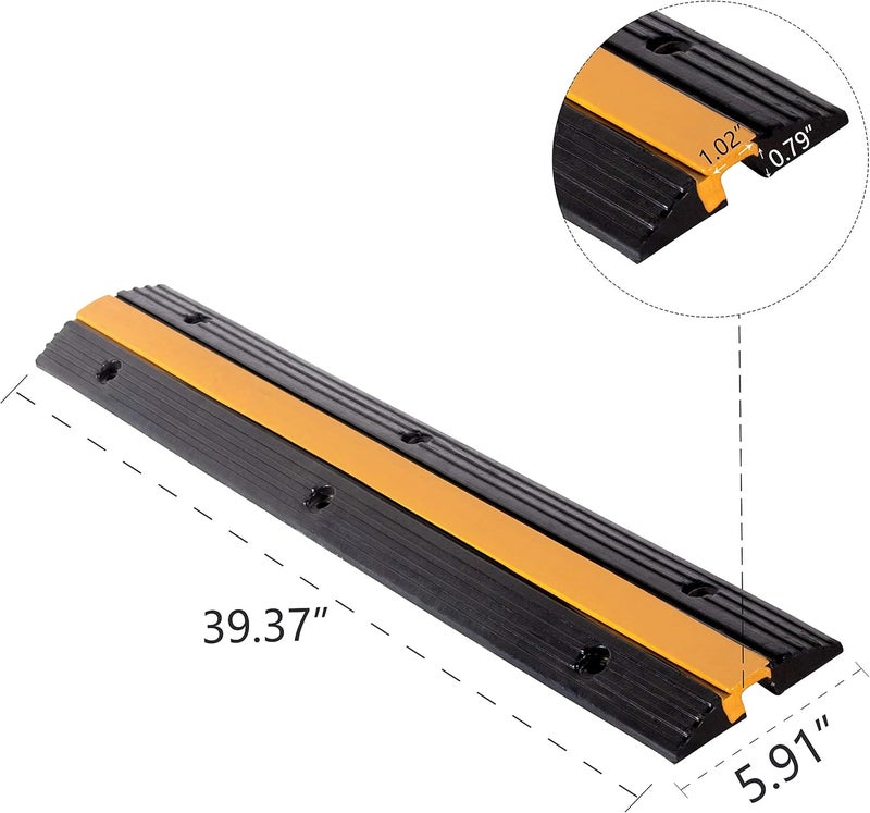 F COME 4 Pack Rubber Cable Ramp Hose Cable Protector Ramp 1 Channel 11000Lbs Load Capacity Traffic Speed Bump Wires Power Lines Extension Cord Cover for Indoor Outdoor - Image 2