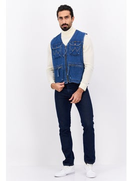 Wrangler Men Full Zip Washed Vest, Denim  - Image 4