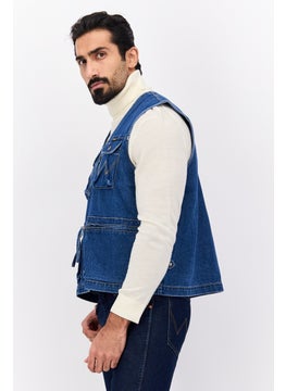Wrangler Men Full Zip Washed Vest, Denim  - Image 2