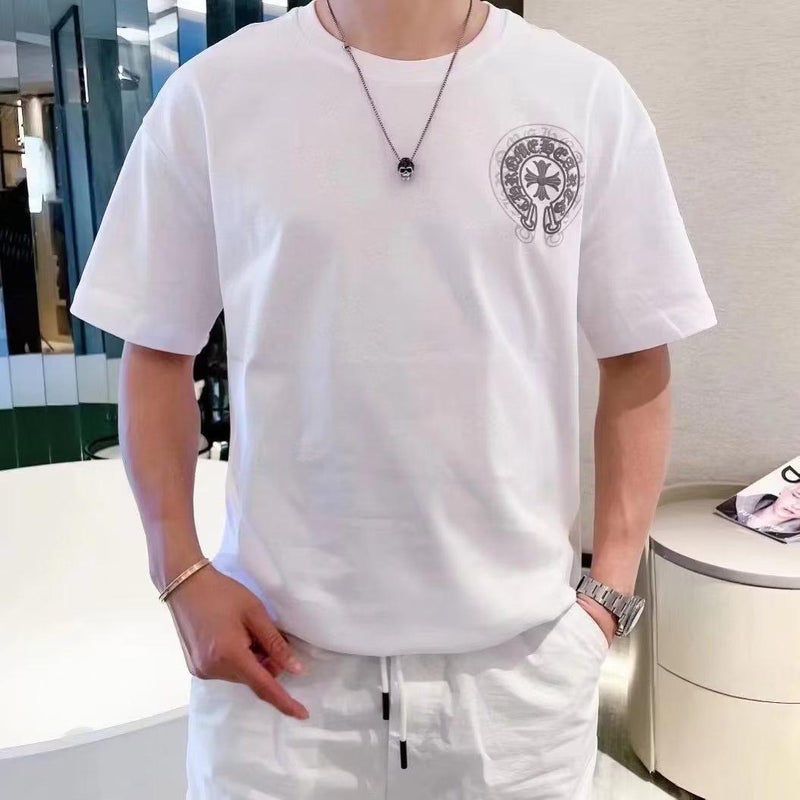 2024 Euro Short Sleeve Tee Men 2023 Trendy Summer Loose Fit Print Top Black - Image 5