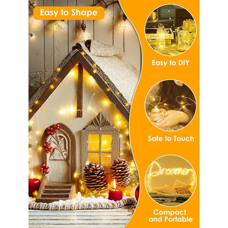 BHCLIGHT 66Ft 200 LED Fairy Lights Plug in, Waterproof String Lights Outdoor & Indoor 8 Modes Christmas Light Bedroom Decor, Timer Twinkle Lights for Girl's Room Garden Party Christmas Decorations (Warm White) - Image 5