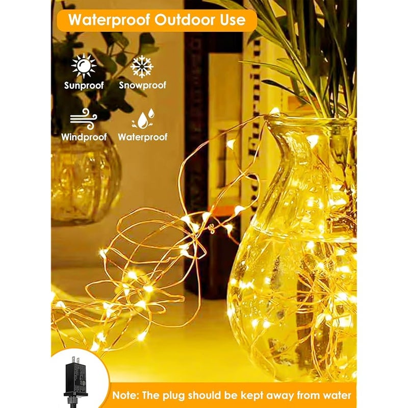 BHCLIGHT 66Ft 200 LED Fairy Lights Plug in, Waterproof String Lights Outdoor & Indoor 8 Modes Christmas Light Bedroom Decor, Timer Twinkle Lights for Girl's Room Garden Party Christmas Decorations (Warm White) - Image 2