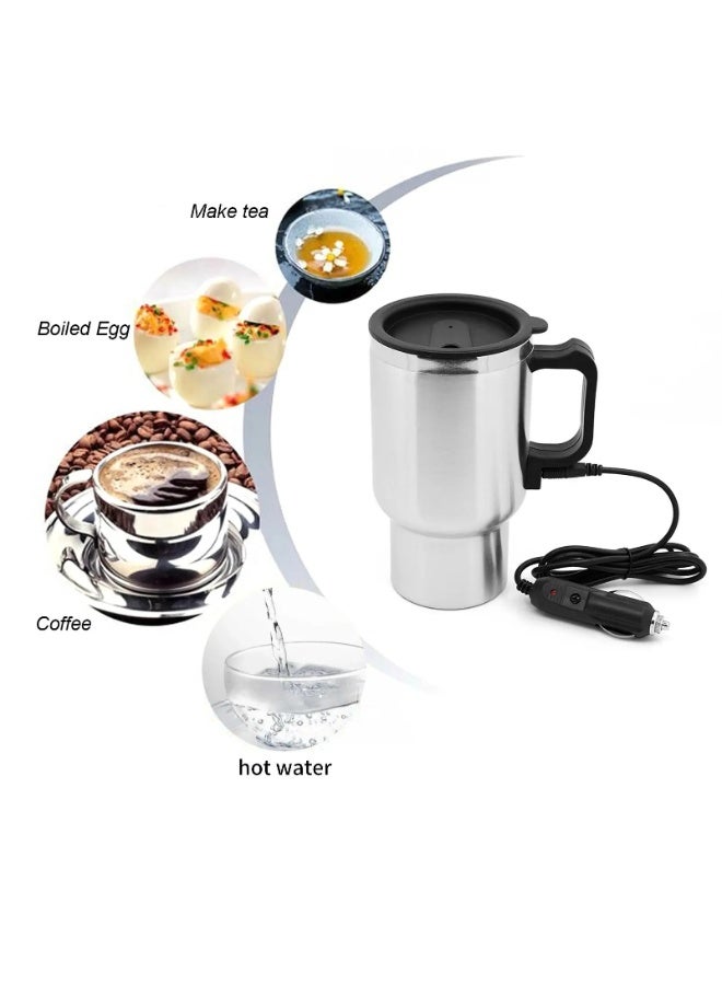 500ml Stainless Steel Car Electric Heating Cup Travel Kettle Mug with Auto Heating, Portable Coffee Tea Water Heater for Car & Truck - Image 2