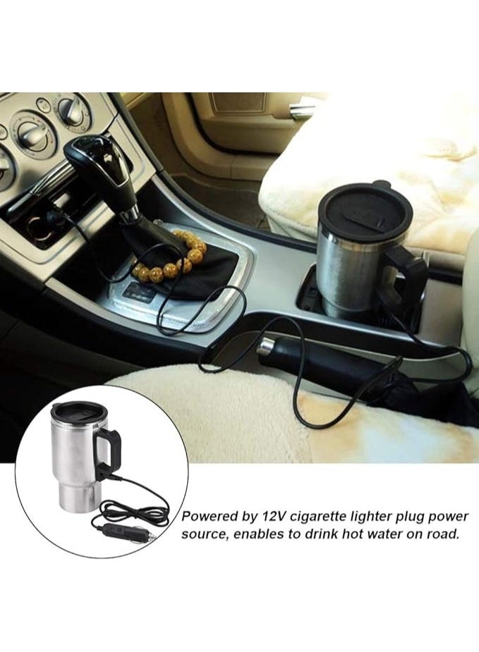 500ml Stainless Steel Car Electric Heating Cup Travel Kettle Mug with Auto Heating, Portable Coffee Tea Water Heater for Car & Truck - Image 5