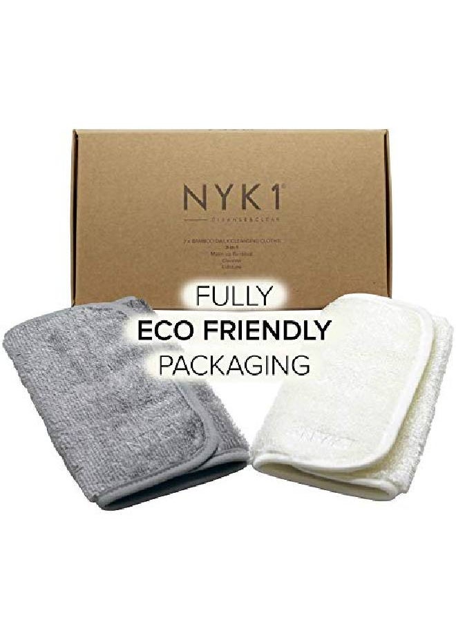 NYK1 - Bamboo Exfoliating Washcloth Face Towels Pack Of (2) Nyk1 Cleanse And Clear Bamboo Washcloths Reusable Makeup Remover Cloths Reusable Microfiber Bamboo Makeup Remover Pads/Bamboo Face Washcloths - Image 1