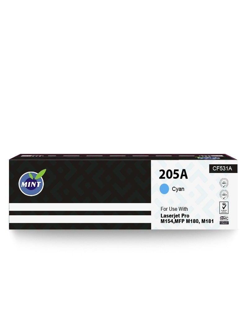 Mint Mint LaserJet 205A-CF531A Blue Toner Compatible with LaserJet MFP M154, LaserJet Pro MFP M180, LaserJet MFP M180n, LaserJet MFP M181, LaserJet MFP181FW, LaserJet MFP M181fnd - Image 1