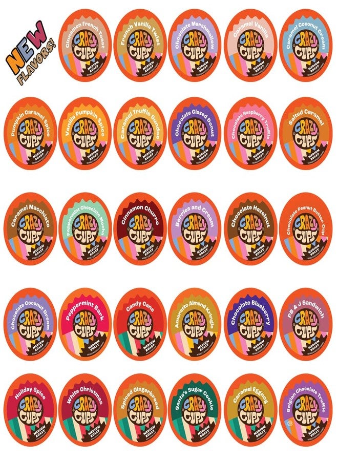 Crazy Cups Flavored Coffee Pods Variety Pack, Medium Roast, Single Serve in Recyclable for Keurig K cups Machines, 50 Count - Image 1