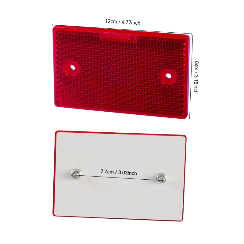 Generic Woola 4 pieces pendant reflector rectangular red cat's eye reflector, size 120 x 80 mm, rear reflector, screw mounting, cat's eye reflector for trailers, caravans, trucks, tractors, door posts  - Image 2
