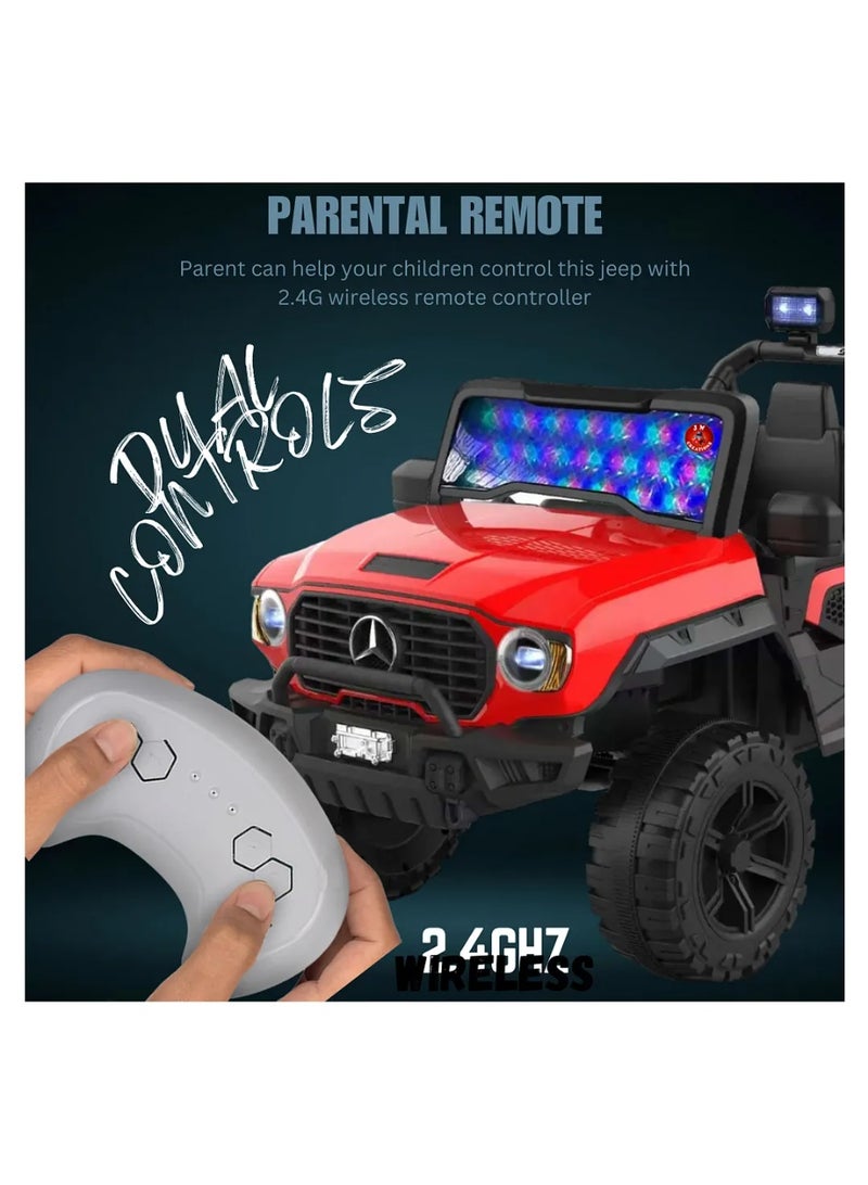 Mercedes Kids 4-Wheel Electric Ride-On Car with Lights & Music – Rechargeable SUV Toy Car – Red - Image 4