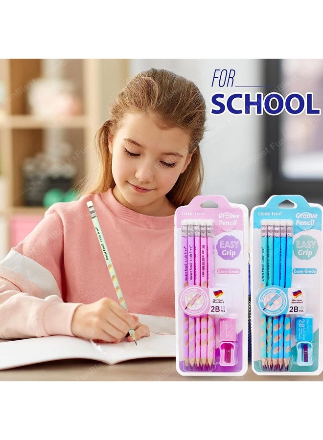 فنبلاست مجموعة أقلام فن بلاست للأطفال - مجموعة أقلام 2B للأطفال للمدرسة، أقلام رصاص للبنات، مجموعة أقلام رصاص جرافيت جروف، مجموعة أقلام رصاص مع ممحاة ومبراة، هدية عيد ميلاد، قلم رصاص للرسم - Image 5