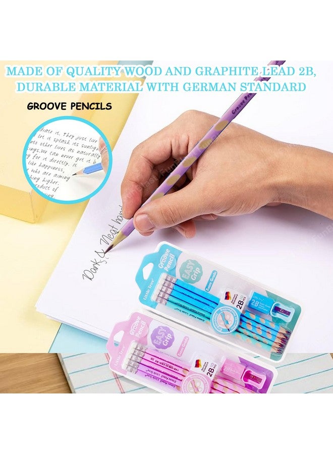 فنبلاست مجموعة أقلام فن بلاست للأطفال - مجموعة أقلام 2B للأطفال للمدرسة، أقلام رصاص للبنات، مجموعة أقلام رصاص جرافيت جروف، مجموعة أقلام رصاص مع ممحاة ومبراة، هدية عيد ميلاد، قلم رصاص للرسم - Image 4