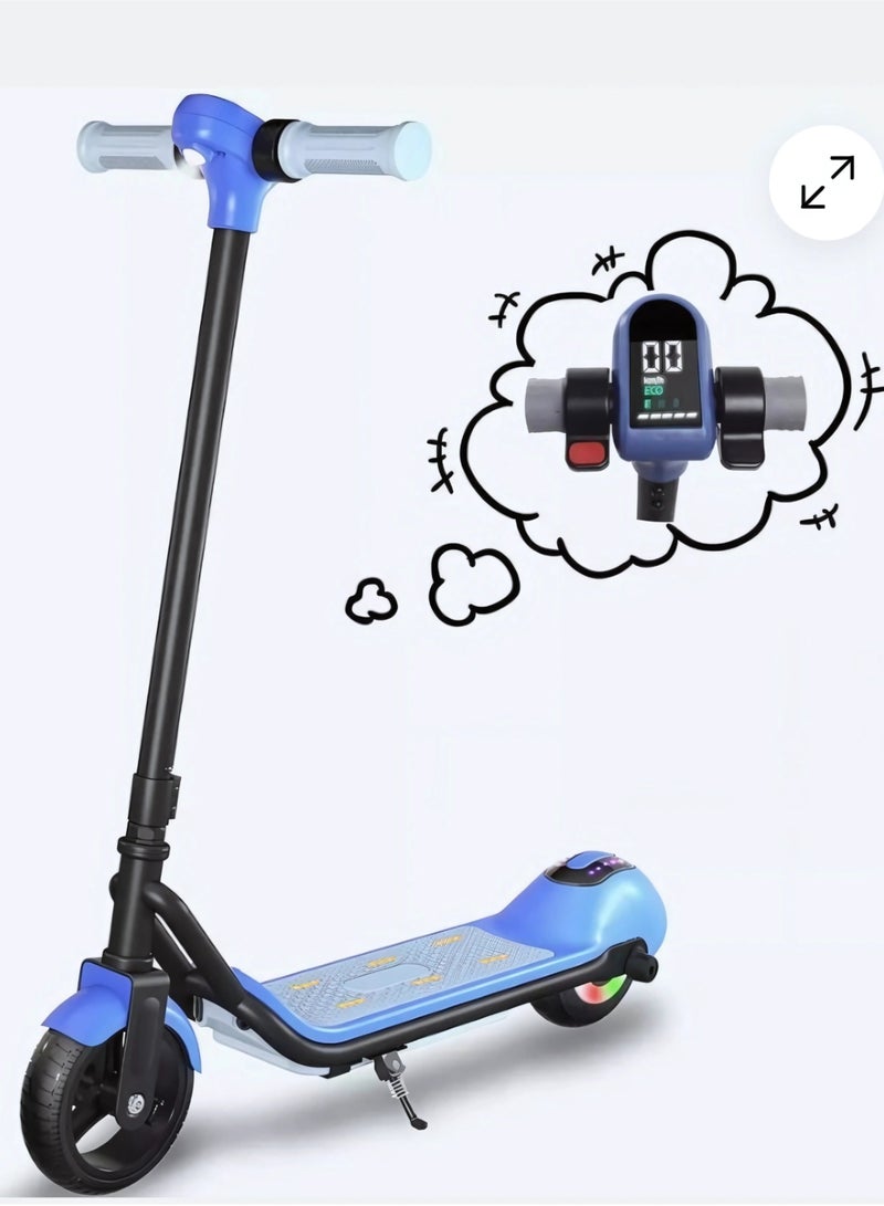 سكوتر كهربائي للأطفال، سكوتر E مع شاشة LED وبلوتوث، 3 أوضاع سرعة، مدى أقصى 5 أميال، سرعة قصوى 8.7 ميل في الساعة، هدايا للأطفال والمراهقين (أزرق) - Image 1