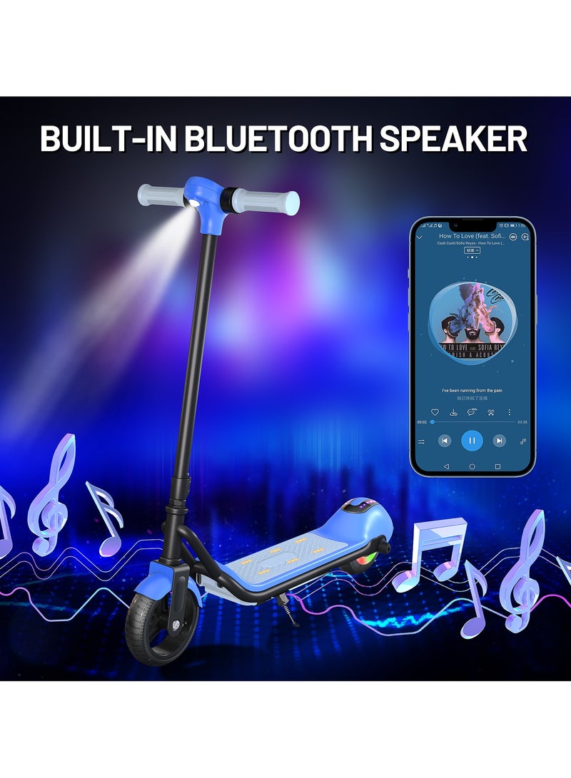 سكوتر كهربائي للأطفال، سكوتر E مع شاشة LED وبلوتوث، 3 أوضاع سرعة، مدى أقصى 5 أميال، سرعة قصوى 8.7 ميل في الساعة، هدايا للأطفال والمراهقين (أزرق) - Image 4