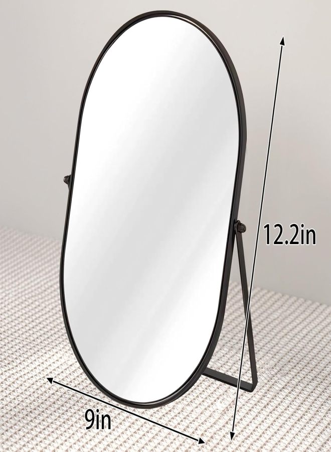 Black metal frame portable makeup mirror 90 degree adjustment desktop dressing mirror suitable for bedroom bathroom dressing room - Image 3
