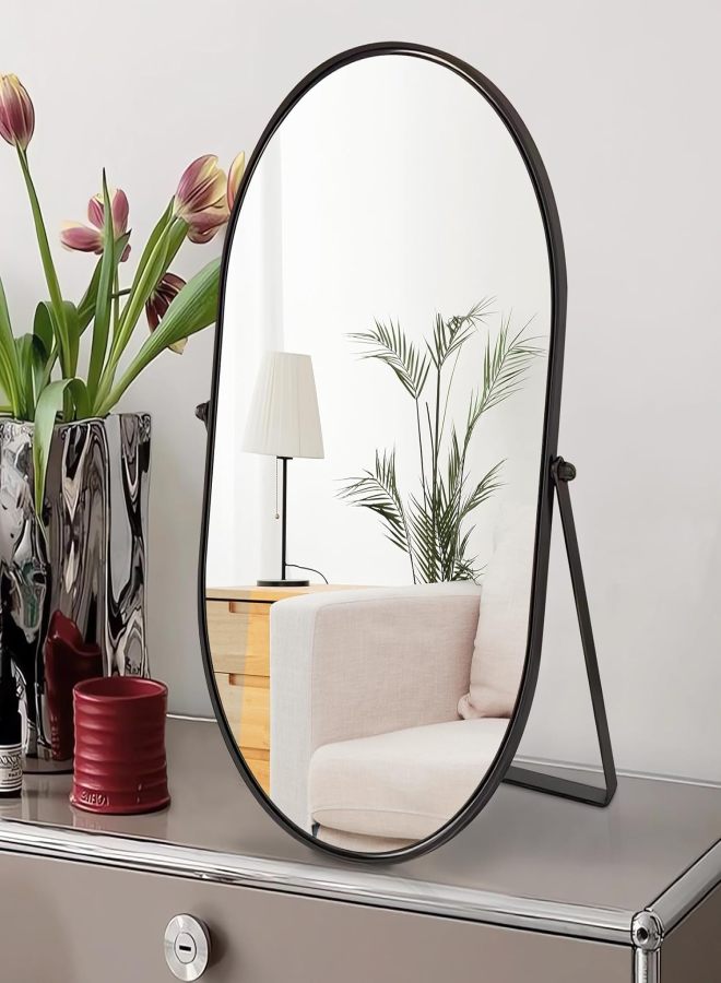 Black metal frame portable makeup mirror 90 degree adjustment desktop dressing mirror suitable for bedroom bathroom dressing room - Image 2