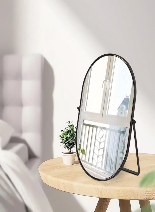 Black metal frame portable makeup mirror 90 degree adjustment desktop dressing mirror suitable for bedroom bathroom dressing room - Image 4