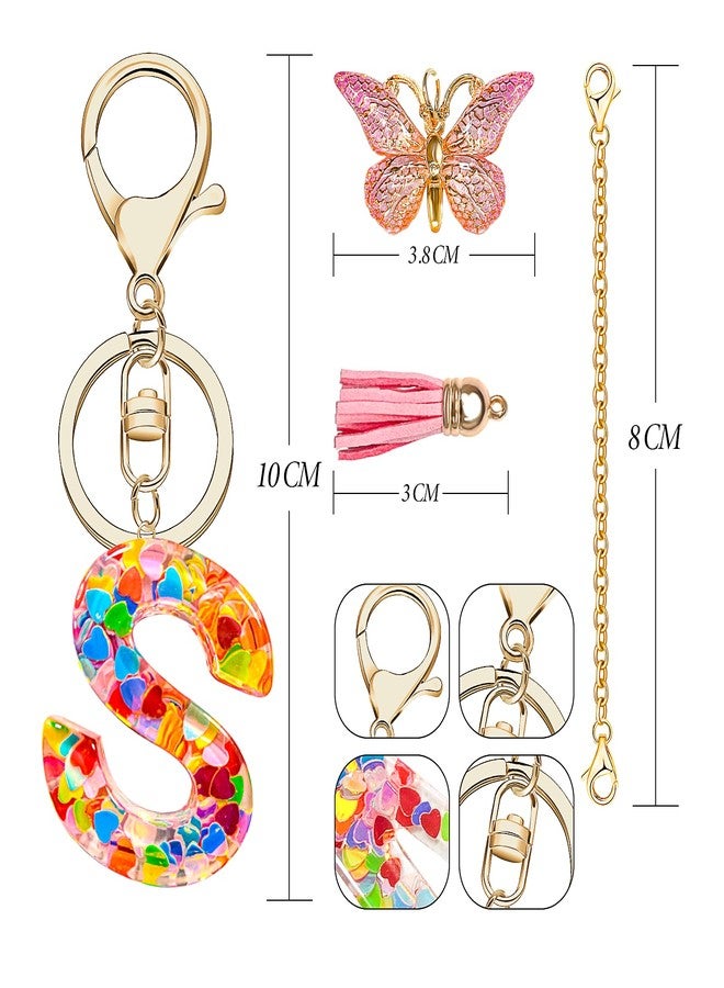 DMLNN Straw Cover for Stanley Cup, 3Pcs Butterfly Initial Letter Straw Cover with Initial letter Keychains for Women, Cute Silicone Straw Covers for Stanley Cups 30&40 Oz - Pink (Letter S) - Image 3