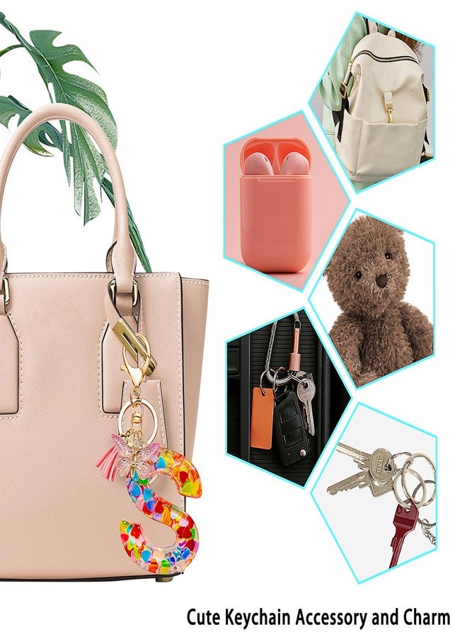 DMLNN Straw Cover for Stanley Cup, 3Pcs Butterfly Initial Letter Straw Cover with Initial letter Keychains for Women, Cute Silicone Straw Covers for Stanley Cups 30&40 Oz - Pink (Letter S) - Image 4