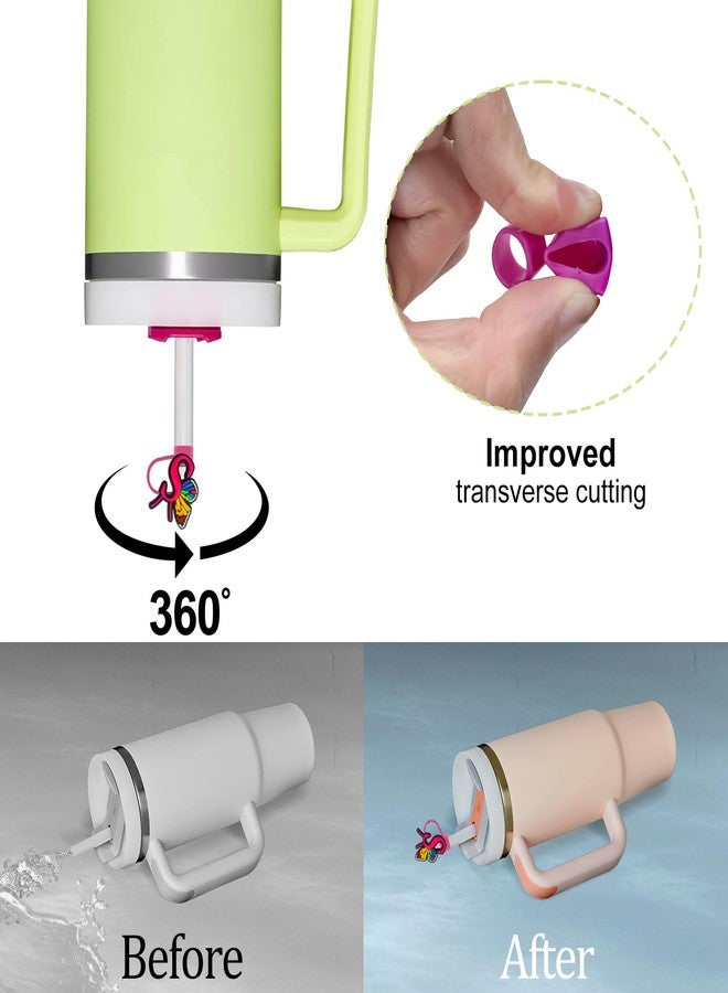 DMLNN Straw Cover for Stanley Cup, 3Pcs Butterfly Initial Letter Straw Cover with Initial letter Keychains for Women, Cute Silicone Straw Covers for Stanley Cups 30&40 Oz - Pink (Letter S) - Image 5