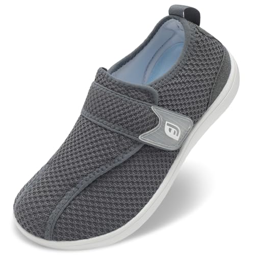 JOINFREE Diabetic Shoes for Women Wide Width Adjustable Walking Sneakers for Swollen Feet Edema Arthritis Lightweight Breathable Mesh Support for Elderly Dark Grey Size Women 9Men 7 - Image 1