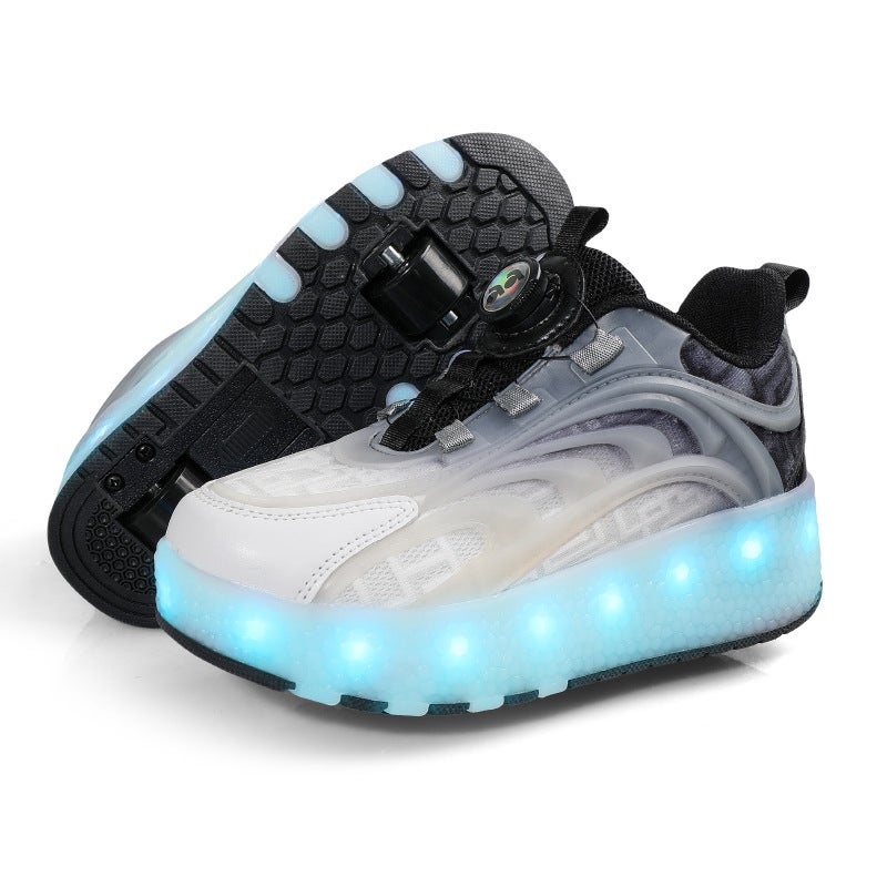Children'S Walking Shoes Four-Wheel Detachable Hidden Roller Skating Shoes Double-Wheel Charging Luminous Internet Celebrity Double-Wheel Deformation Pop-Up Shoes - Image 1