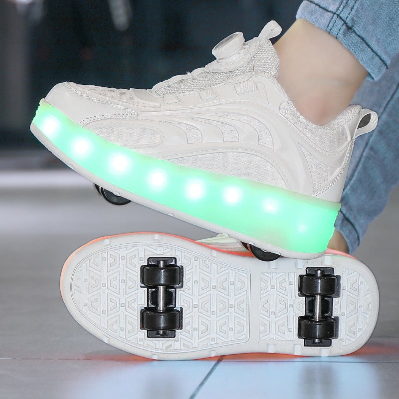 Children'S Walking Shoes Four-Wheel Detachable Hidden Roller Skating Shoes Double-Wheel Charging Luminous Internet Celebrity Double-Wheel Deformation Pop-Up Shoes - Image 5