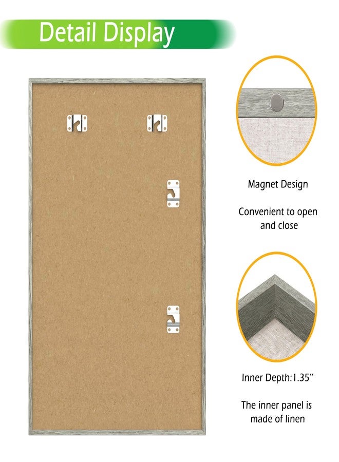 FrameWorks 12x18 Deep Shadow Box Frame, Wooden Display Case w. Linen Board & Tempered Glass Door - Grey Woodgrain - Large - Wall Mounted - Image 3