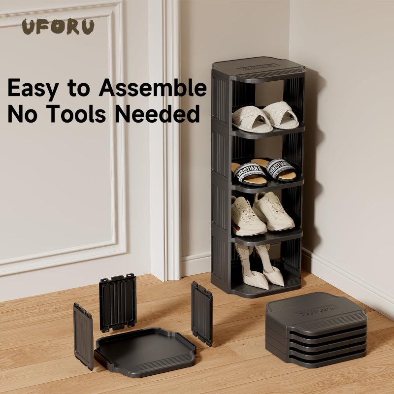 UFORU Vertical Shoe Rack, 6-Tier Plastic Stackable Storage Shelf for Small Closets and Narrow Spaces, Compact Free Standing Shoe Racks for Entryway Bedroom Dormitory - Image 4