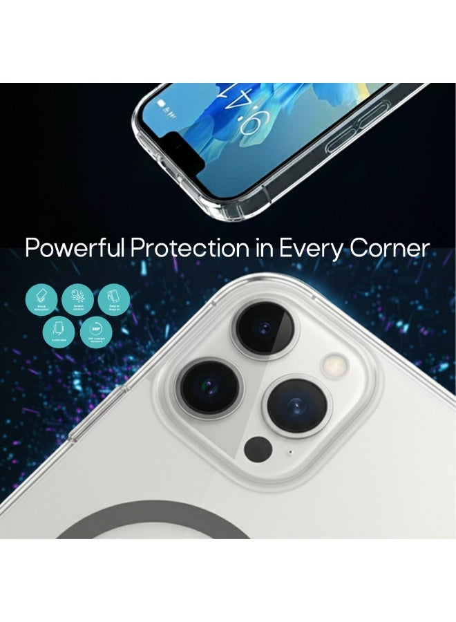 أزتك غطاء مغناطيسي لهاتف آيفون 13 برو ماكس تصميم نحيف للغاية بظهر مطفي من PC بدون إطار ودون حواف تصميم بسيط متوافق مع MagSafe تقنية iCrystal ضد الاصفرار حماية من السقوط بزوايا Air Guard حماية عدسة الكاميرا كفر خفيف ومتين - Image 3