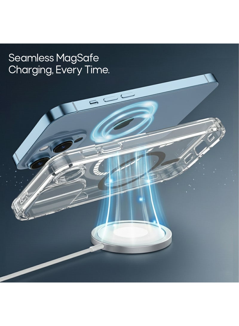 أزتك غطاء مغناطيسي لهاتف آيفون 13 برو ماكس تصميم نحيف للغاية بظهر مطفي من PC بدون إطار ودون حواف تصميم بسيط متوافق مع MagSafe تقنية iCrystal ضد الاصفرار حماية من السقوط بزوايا Air Guard حماية عدسة الكاميرا كفر خفيف ومتين - Image 4