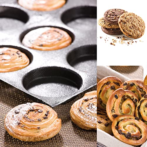 FETESUR Silicone Hamburger Bun Pan, Silicone Perforated Hamburger Bun Mold, Chocolate Chip Coookies Mold, Non-Stick Baking Pan for Making Buns, Mesh Baking Sheets - Image 4