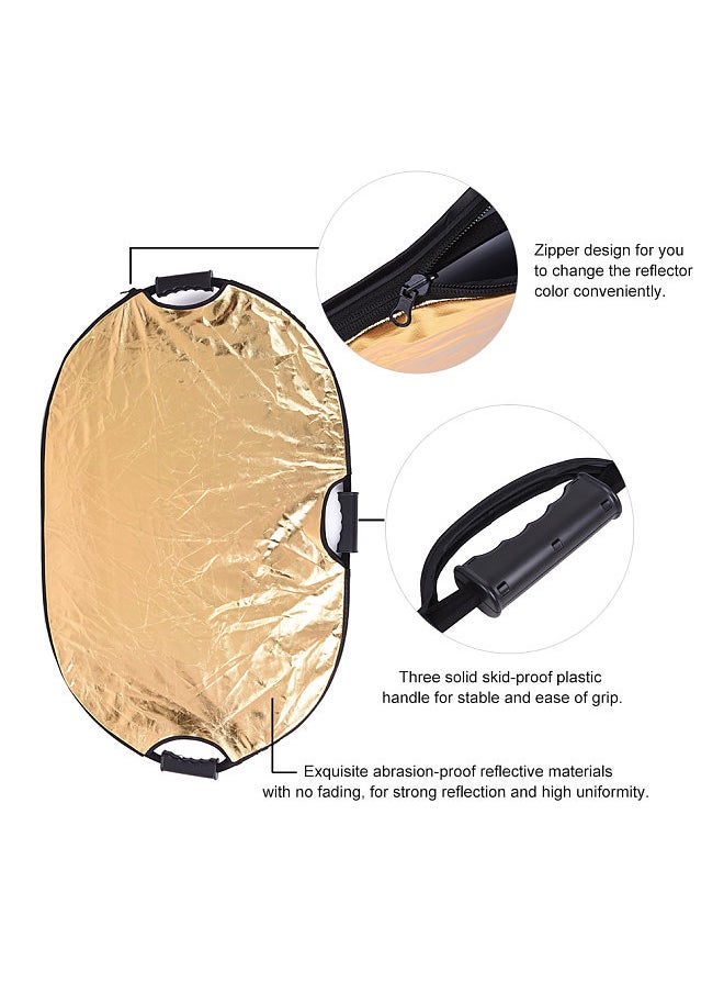 ANDOER 90*60cm Portable Handheld Oval Collapsible 5in1 Multi Reflector with Gold/Sliver/White/Black/Translucent Colors for Photo Studio Photography  - Image 4