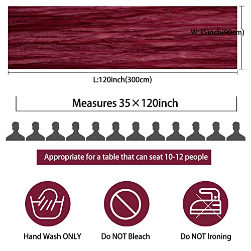 Fivenl 12 Pack 10Ft Cheesecloth Table Runner 35x120 Inch Boho Gauze Table Runner Rustic Cheese Cloth Long Romantic Table Runners for Wedding Bridal Shower Birthday Party Table Decor (Burgundy) - Image 2