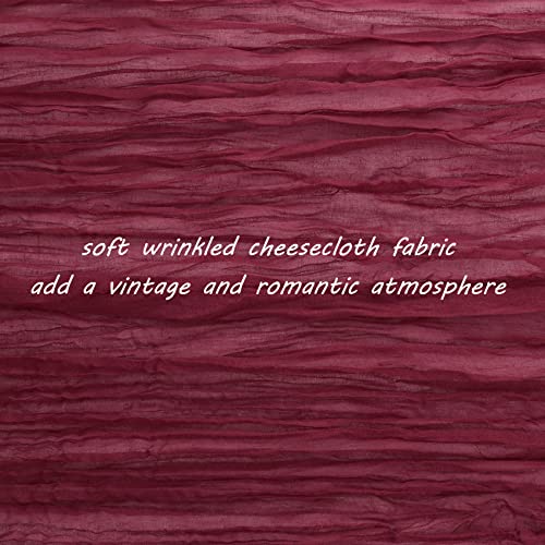 Fivenl 12 Pack 10Ft Cheesecloth Table Runner 35x120 Inch Boho Gauze Table Runner Rustic Cheese Cloth Long Romantic Table Runners for Wedding Bridal Shower Birthday Party Table Decor (Burgundy) - Image 3