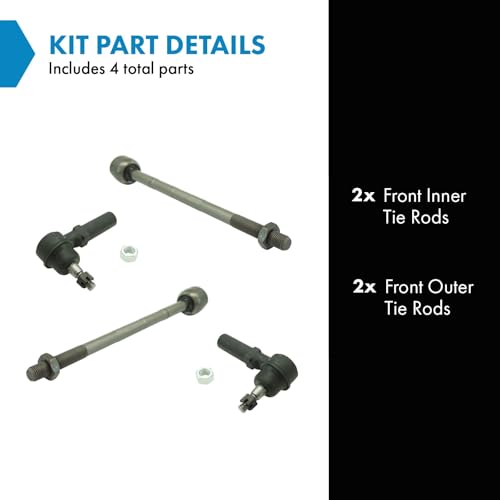 TRQ Front Tie Rod Set Compatible with 2004-2009 Cadillac XLR 1997-2013 Chevrolet Corvette - Image 2