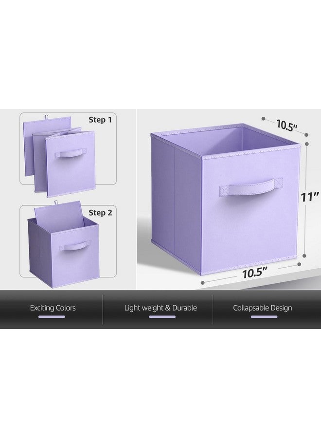 Sorbus 11 Inch Fabric Storage Cubes - Sturdy Collapsible Bins With Handle - 6 Foldable Baskets for Organizing Clothes, Toys, Books - Multi Colored Storage Baskets for Shelves, Kids Room, Closets - Image 3