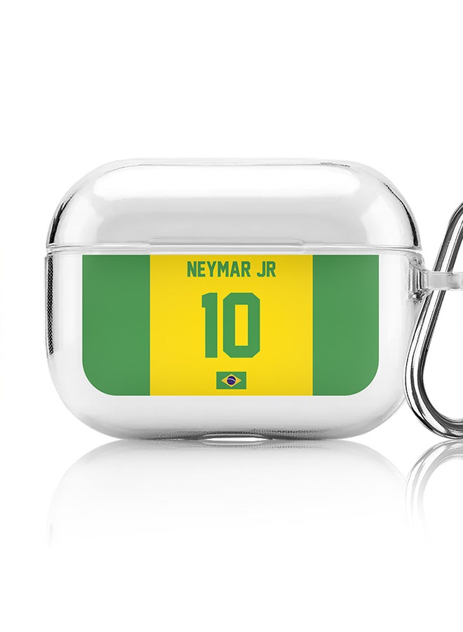 Stylizedd Classic Clear printed Case for Apple AirPods Pro 2nd Generation Thin Transparent Cover - Football Team - Brazil, Player Name - Neymar Jr - Image 1