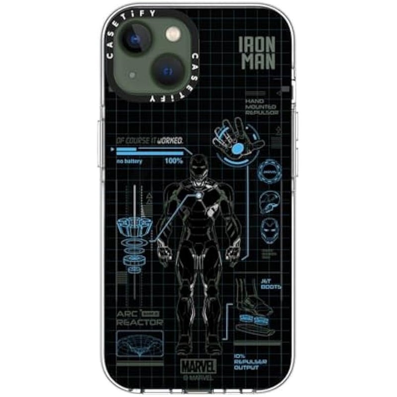 Casetify Clear iPhone 13 Case 【Iron Man Co-Lab/Not Yellowing / 6.6ft Drop Protection/Compatible with Magsafe】 - Iron Man Blue Print Tech - Blue - Clear - Image 3