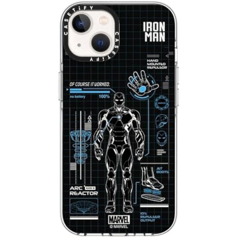 Casetify Clear iPhone 13 Case 【Iron Man Co-Lab/Not Yellowing / 6.6ft Drop Protection/Compatible with Magsafe】 - Iron Man Blue Print Tech - Blue - Clear - Image 2