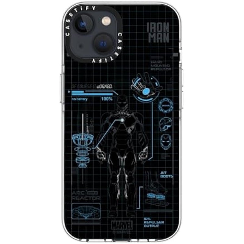 Casetify Clear iPhone 13 Case 【Iron Man Co-Lab/Not Yellowing / 6.6ft Drop Protection/Compatible with Magsafe】 - Iron Man Blue Print Tech - Blue - Clear - Image 4