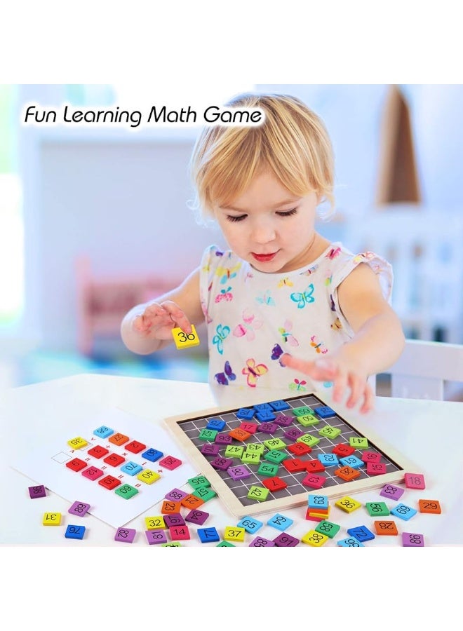 GEMEM Wooden Montessori Math Counting Hundred Board Toys, 1-100 Consecutive Numbers Learning & Educational Game Toy for Kids Toddlers 3 Year Old with Storage Bag - Image 1