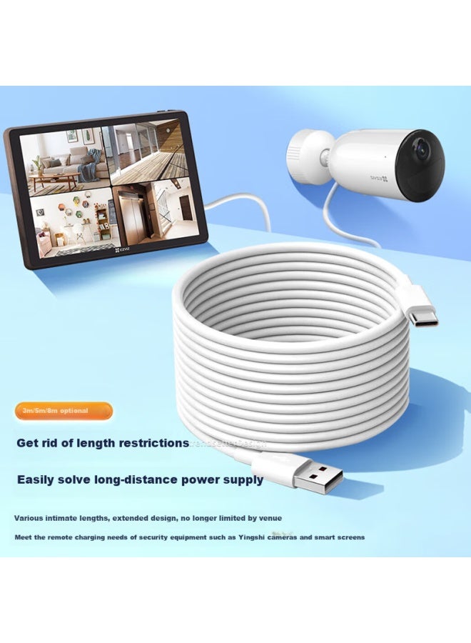 Trendy Style Fashionable Power Extension Cable For Yi Home Camera C6c, Type-c Charging Cable 5m For C60p/c7/e4p/hb8 H6 Cb1 Cb3 Camera Power - Image 5