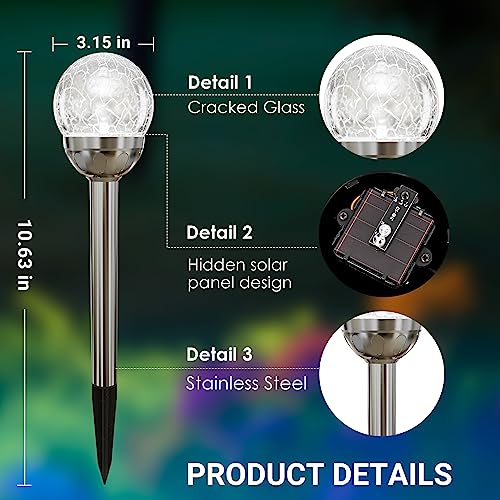 SOLPEX Solar Garden Lights Outdoor, 3 Pack Multi-Color Changing&White 2 Modes Solar Powered Glass Ball Garden Lights Waterproof for Patio Decoration - Image 2