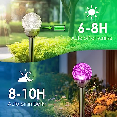 SOLPEX Solar Garden Lights Outdoor, 3 Pack Multi-Color Changing&White 2 Modes Solar Powered Glass Ball Garden Lights Waterproof for Patio Decoration - Image 5