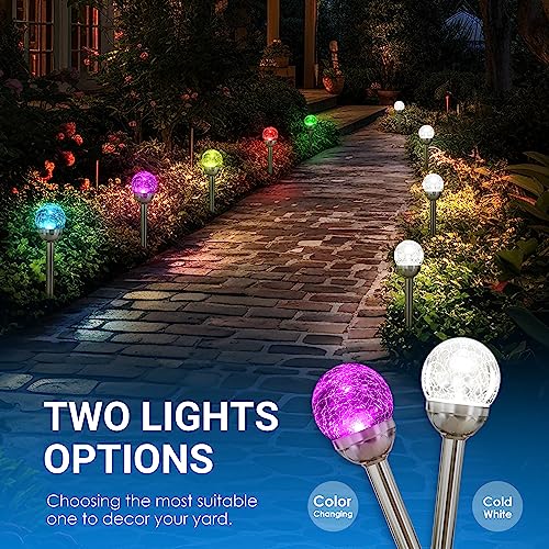 SOLPEX Solar Garden Lights Outdoor, 3 Pack Multi-Color Changing&White 2 Modes Solar Powered Glass Ball Garden Lights Waterproof for Patio Decoration - Image 4