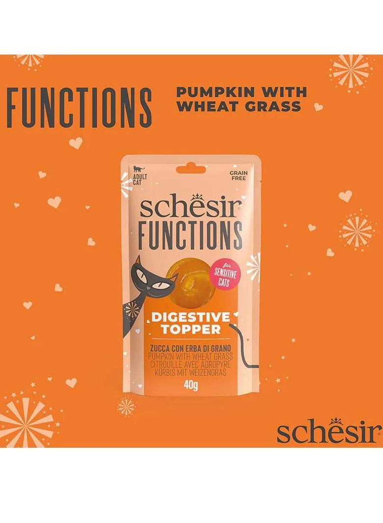 Schesir وظائف كيس القطط مضاف هضمي قرع مع عشب القمح 40غ - Image 2