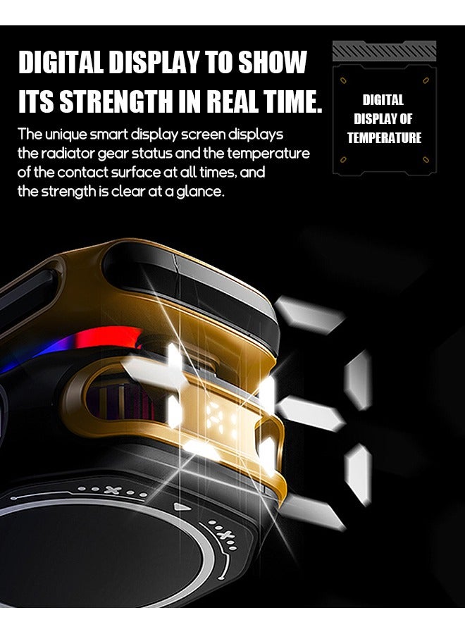 Memo Wireless Magnetic Phone Cooler with External Battery, Battery Display Portable Phone Cooling Fan, Universal Phone Fan Cellphone Radiator (Yellow) - Image 2