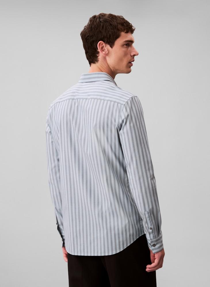 CALVIN KLEIN Long Sleeve Stripe Slim Fit Shirt - Image 2