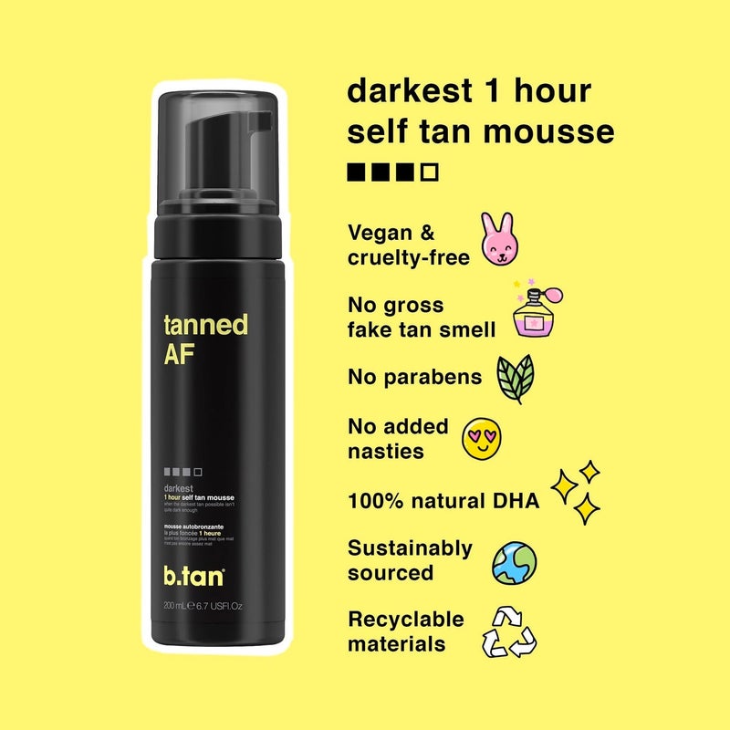 b tan b.tan Dark Self Tanner Mousse | Get Tanned - Best, 1 Hour Express Sunless Tanning Foam, No Fake Tan Smell, Ultra Dark Bronzing Glow, Face & Body, Vegan, Cruelty free, 6.7 Fl Oz - Image 3